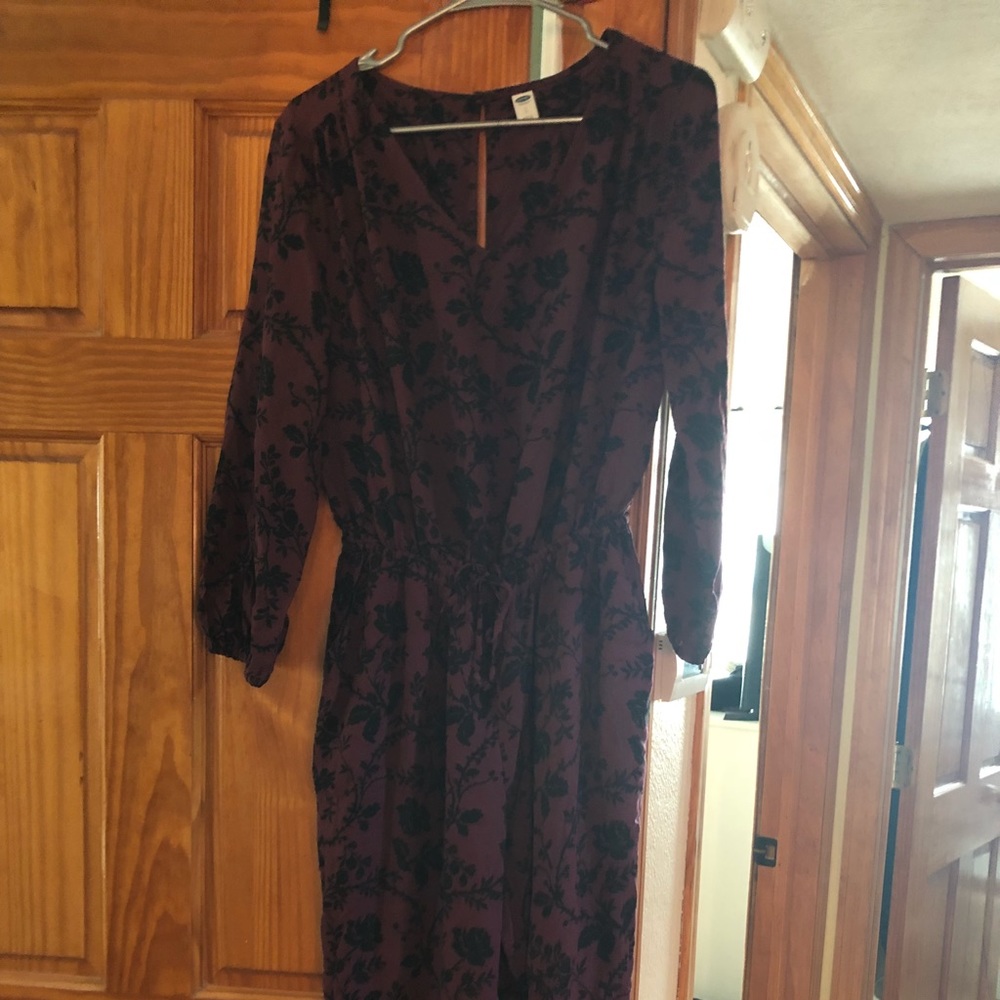Maroon long sleeve jumpsuit
